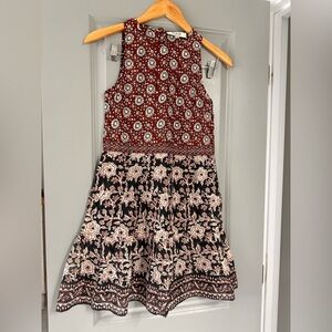 Floral Patterned Kids Dress - Red and Black